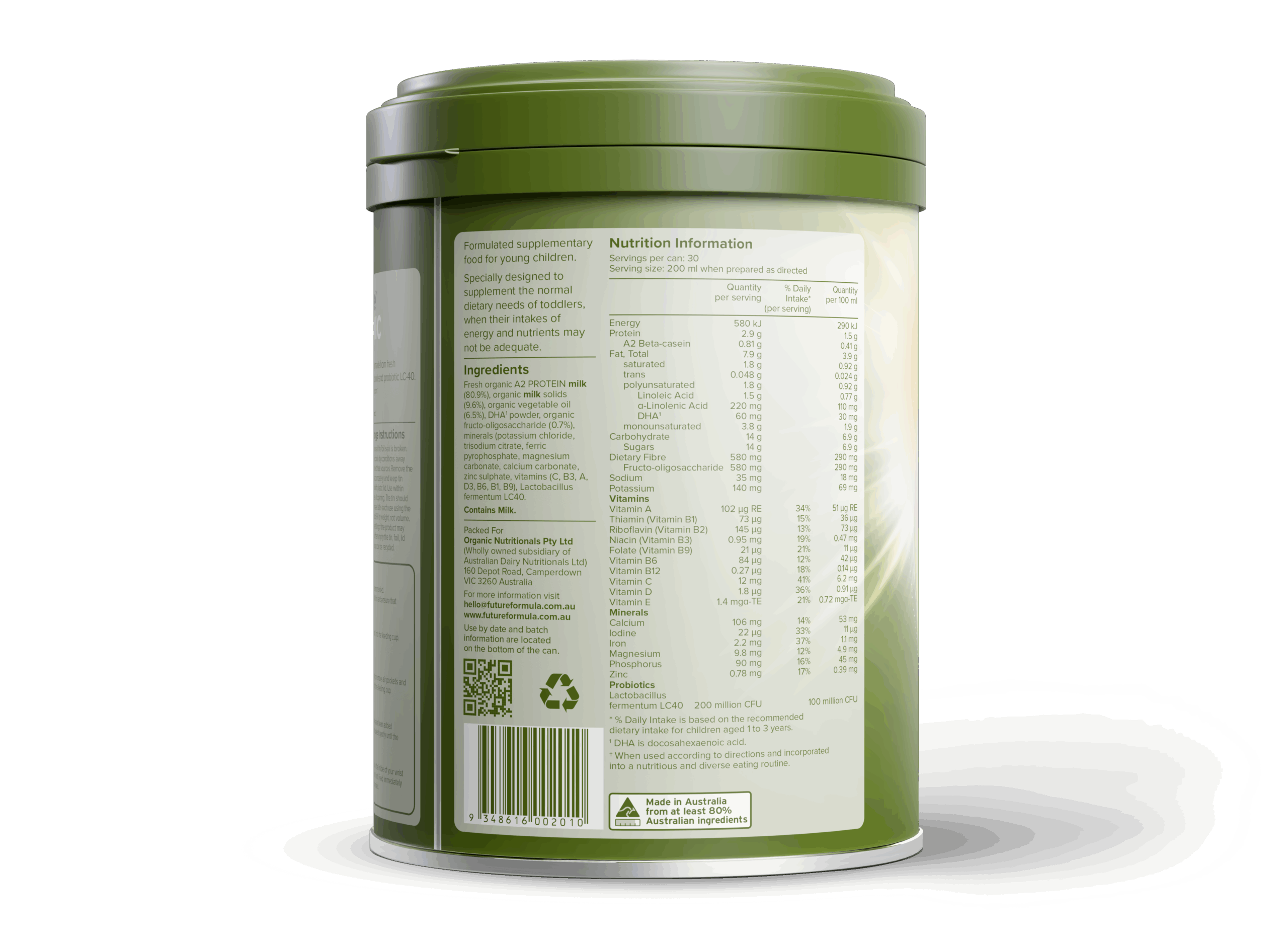 Future Organic A2 Protein Toddler Formula Stage 3